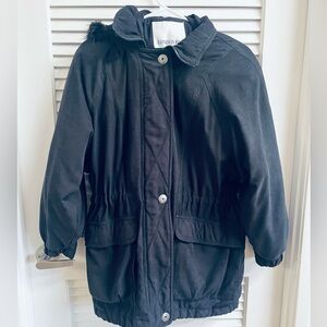 London Fog women’s black Jacket/Coat Fur Trim hood is removable XS fits to M